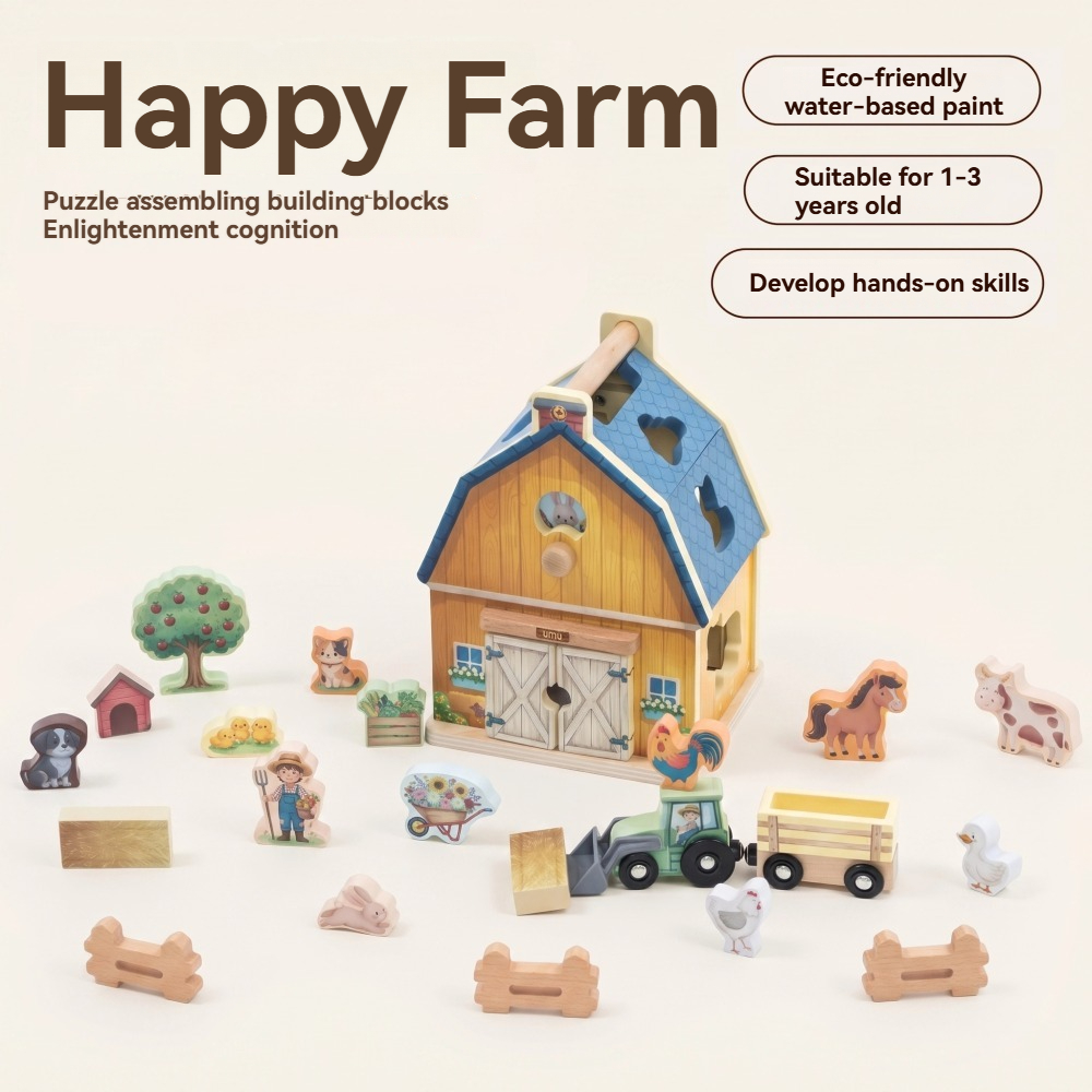 Wooden Happy Farm Playset with - Happy Kids Education 评论和价格