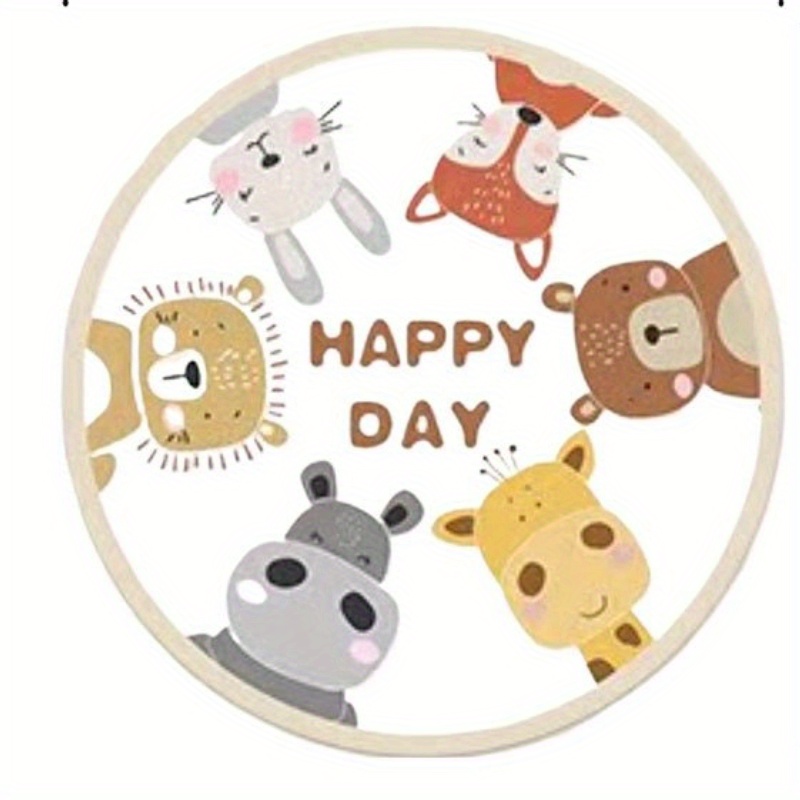 Happy Animals Round Rug Flanne - Happy Kids Education 评论和价格