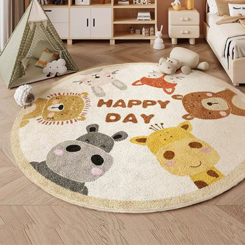 Happy Animals Round Rug Flanne - Happy Kids Education 评论和价格