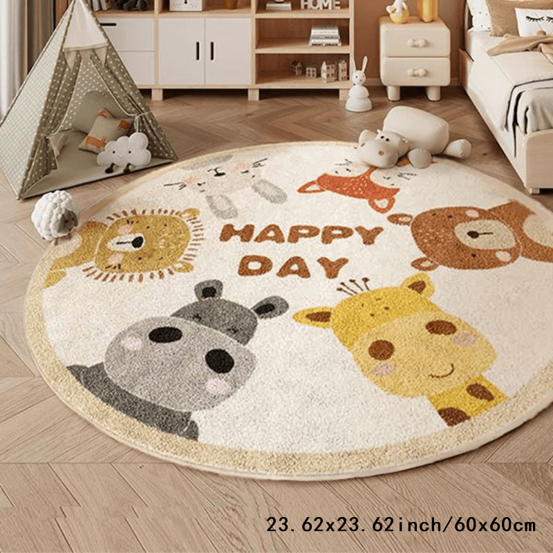 Happy Animals Round Rug Flanne - Happy Kids Education 评论和价格