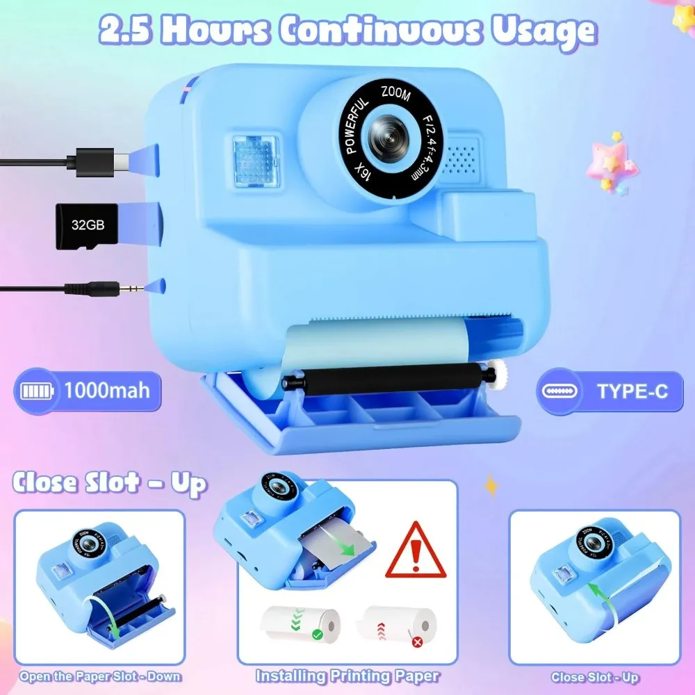 Kids Camera Instant Print 32G  - Kids Education Images 评论和价格