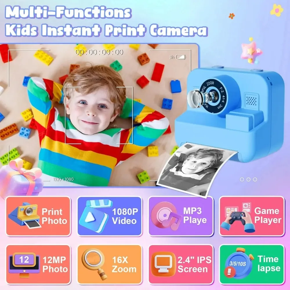 Kids Camera Instant Print 32G  - Kids Education Images 评论和价格
